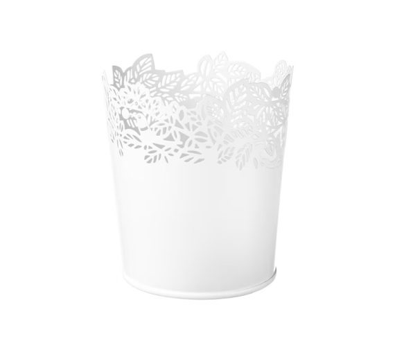 Pot de Rangement Blanc Motif Feuille Modèle Moyen
