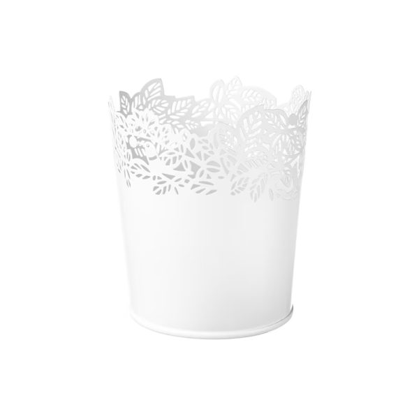 Pot de Rangement Blanc Motif Feuille Modèle Moyen